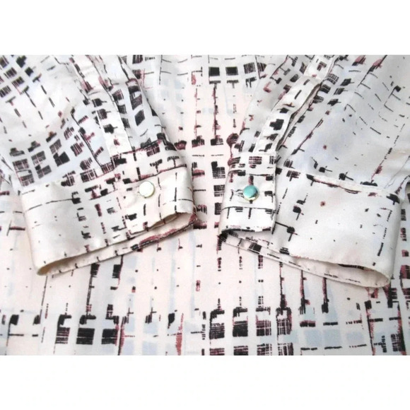 Apt 9 V Neck 3/4 Zip Front Long Sleeve Blouse Peach Stripe w/ Gold Accents Sz Lg - Picture 5 of 7